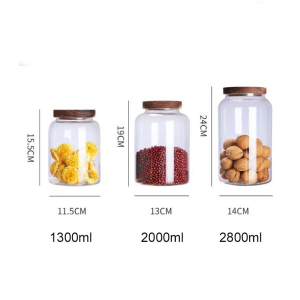1300ml 2000ml 2800ml Borosilicate Empty Glass Jars With Wood Lid