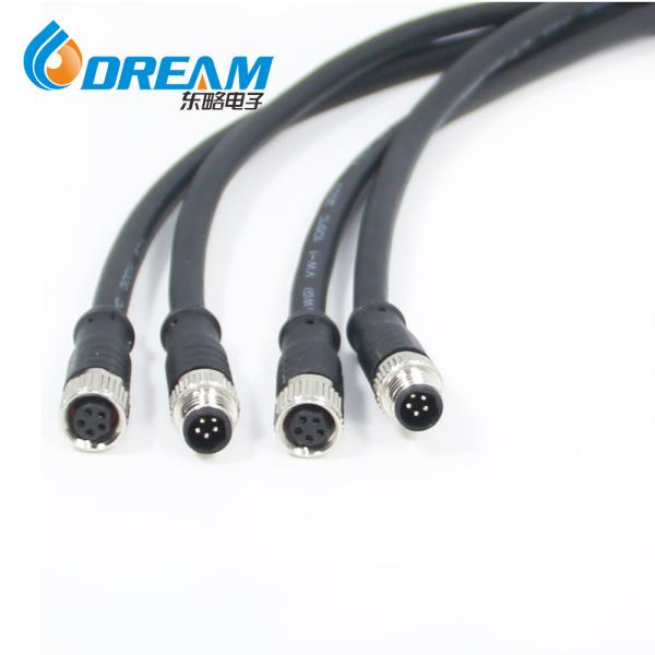 M8 B Code 5 Pin Male Straight To Female Angled Connector Molded With 2M Cable Un-Shielded M8 Waterproof Connector