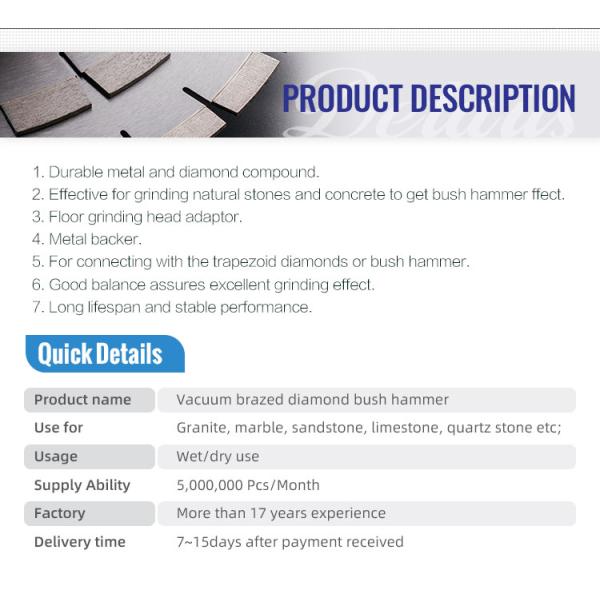 3/4/5 Roller Diamond Tool Bush Hammer Disk for Granite/Marble/Quartz Stone Processing