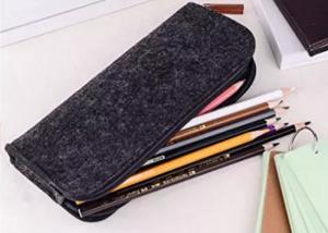 China Dark Gray Felt Pencil Pouch Bag Round Shape Pencil Bags For Teens wholesale