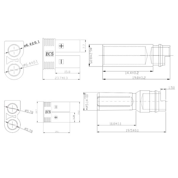 Male And Female Gold Plated Banana Plug 5mm Bullet Connector EC5 With Blue Housing