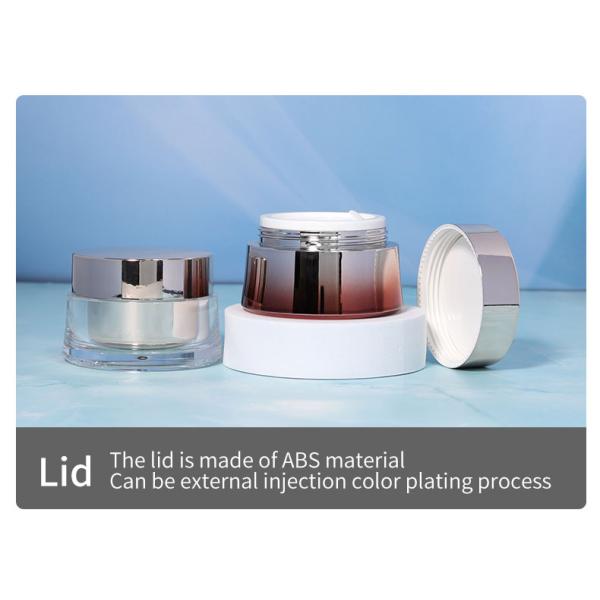 Luxury Skincare Body Cream Container Packaging 50ml ABS Cap Acrylic Plastic Jar with Shiny Gold UV Paint and Metal Lid