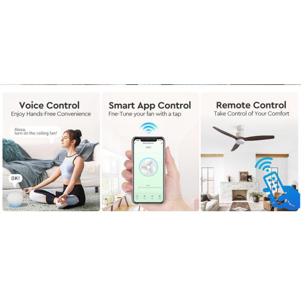 Decorative Ceiling Fan With Light Wooden Blade Quiet High Speed DC Motor