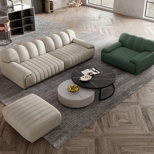 Nordic Leather Living Room Sofas Multi Functional Leather Sofa Set