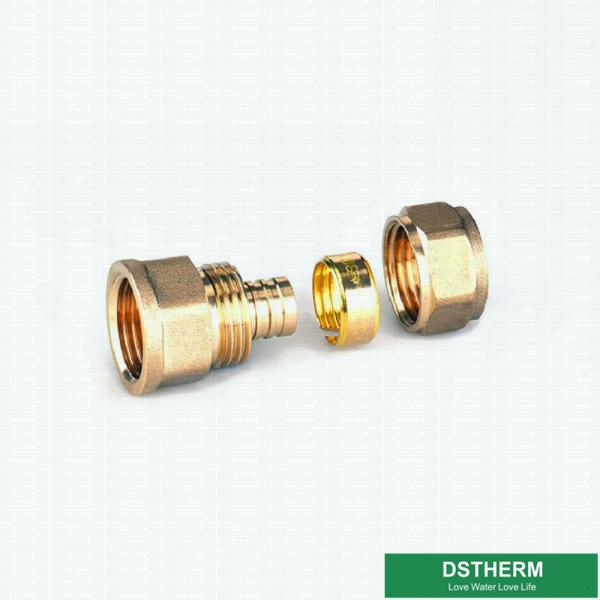 Female Threaded Coupling Pex Fittings Brass Color ISO Standard
