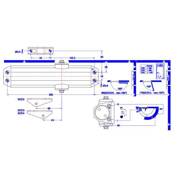 Power Adjustable Eurospec Door Closer D803 Two Way Open 500000 Life Cycles