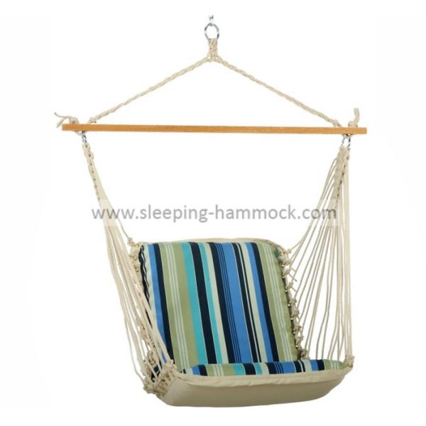 China Single Cushioned Outdoor Hanging Hammock Swing Chair Soft Polycotton Comfortable wholesale