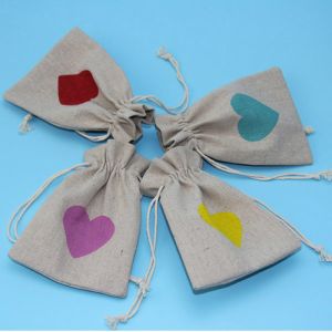 China Christmas Birthday Jewellery Linen Drawstring Gift Bags wholesale