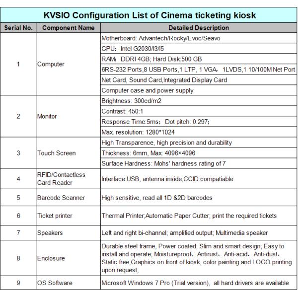 Cinema Self Service Ticketing Kiosk 24 Hours Unattended Operation