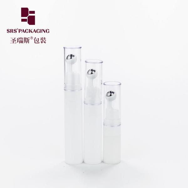 transparent white durable plastic mini travel size eye cream roller 5ml airless bottle