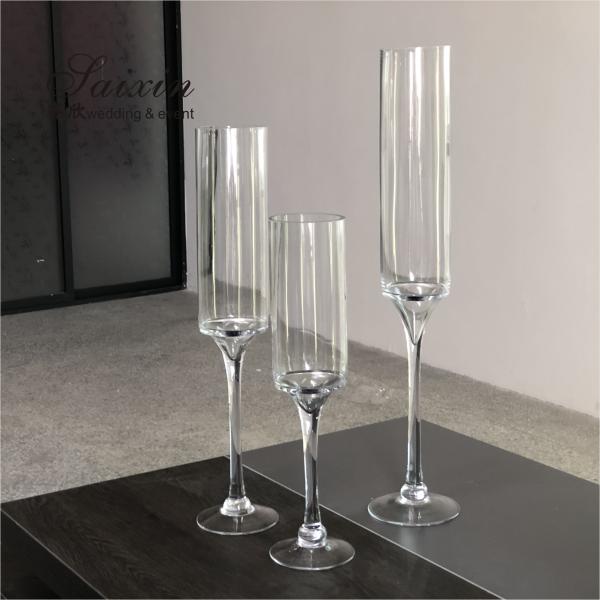 ZT-007T Set long stemmed glass vase floating candle glass holder for Wedding Decoration