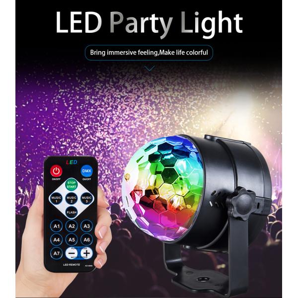 RGB Disco Ball Party Lights DJ Disco Light LED Projector Strobe Lamp Birthday Party Car Club Bar Karaoke Xmas Sound Acti