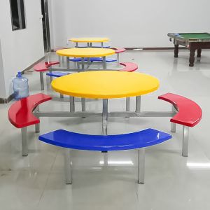 Fiberglass Removable Round Dining Table Set With Eight Seats