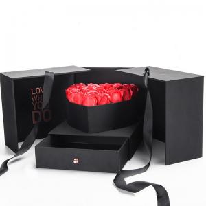 China Big Cube Flowers Gift Box With Heart Shape Box And Drawer Box on sale