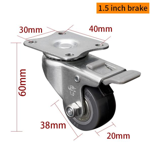 1.5 Inch Swivel Caster Wheels , Small Castor Wheels With Brakes