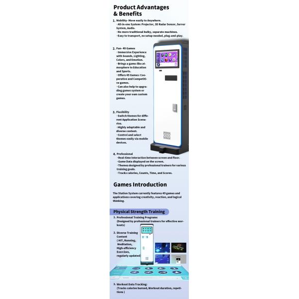 16M Radar Detection Mobile Interactive Floor Projection Wide Area Multiplayer