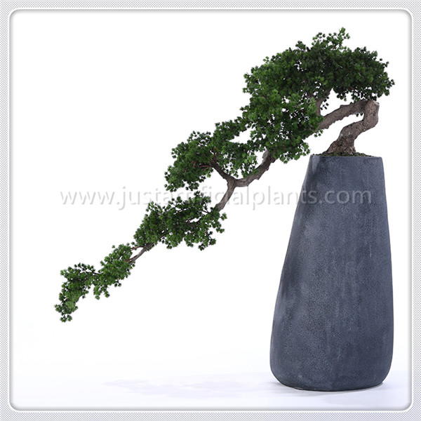 Home Office Decoration Artificial Pine Bonsai Without Pot , Curving Stem