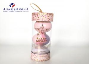 High Durability Plastic Cylinder Packaging Tubes With Pink Hard Paper Covers