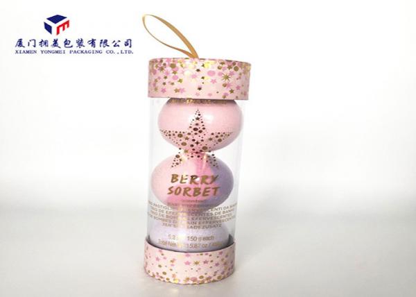 Quality High Durability Plastic Cylinder Packaging Tubes With Pink Hard Paper Covers for sale