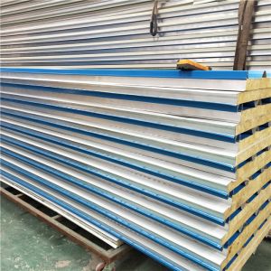 Buy cheap roof aluminum sandwich tile 50mm blue color pu panel for cold room from wholesalers