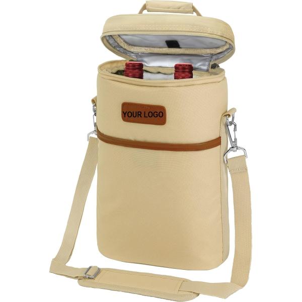 2 Bottle Wine Carrier Tote, Insulated Leakproof Wine Cooler Bag, Wine Travel Bag For Picnic BYOB Beach, Portable
