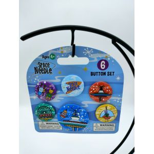 Tinplate Custom Metal Pin Badges Space Needle Shape Safty Back Side