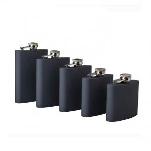 China Portable Stainless Steel Wine Cup 6oz 7oz 8oz Black Powder Coating Hip Flask wholesale