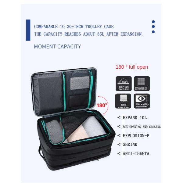 180 Degree Full Open Multi Function Men Business Backpack 35L