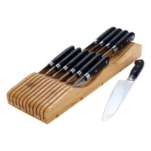 Bamboo In-drawer Knife Block Storage Organizer Holder