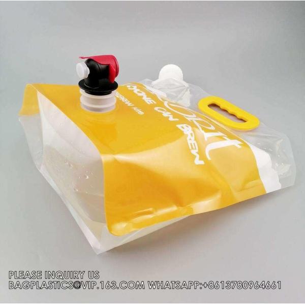 8L Stand Up Pouch With Tap Dispenser Big Foldable Pouches Standing Pouch Dispenser Plastic Bags With Spout Tap