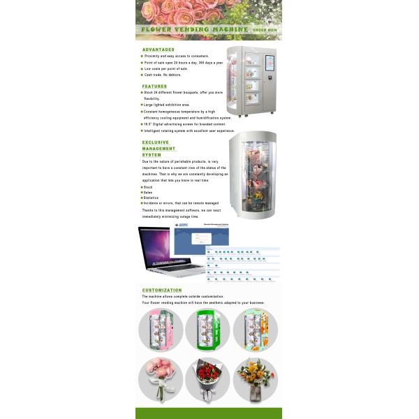 Automated Rose Fresh Flower Vending Locker Machine Self Service Transparent Window