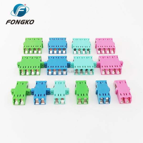 Plastic Flangeless Optic Fiber Adapter LC / OM4 Duplex Metal Shutter