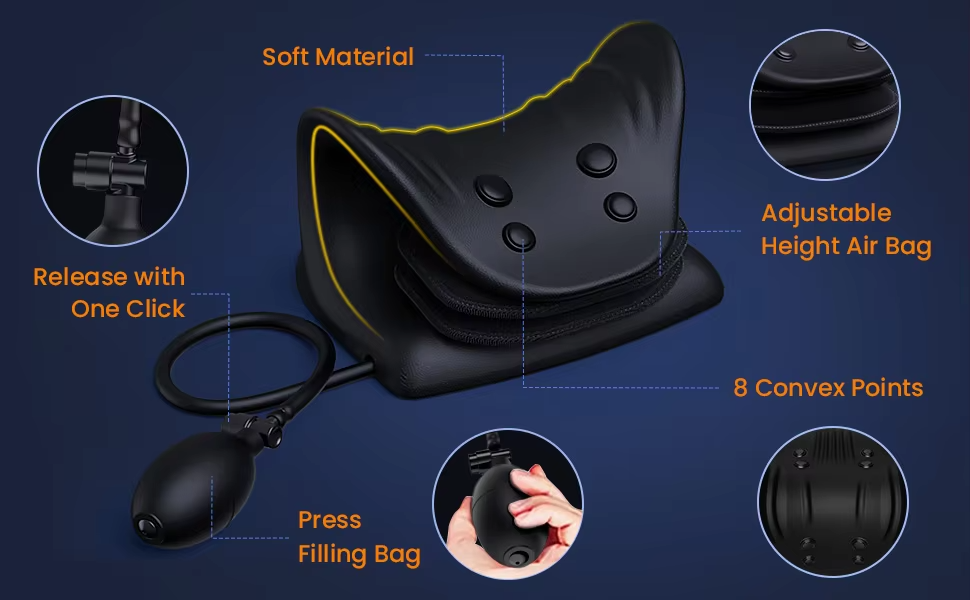 Airbag C-Shaped Cervical Massage Pillow with Heating and Multi-point Massage for Neck and Shoulder Pain Relief