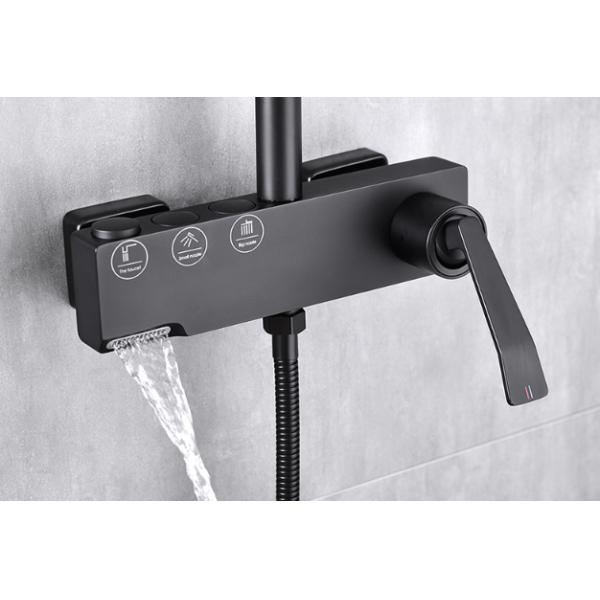 Wall Mounted Copper Black Champagne Rain Shower Faucets With Handle