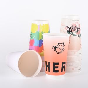 Biodegradable Double Wall Compostable Coffee Cups 500ml Waterproof