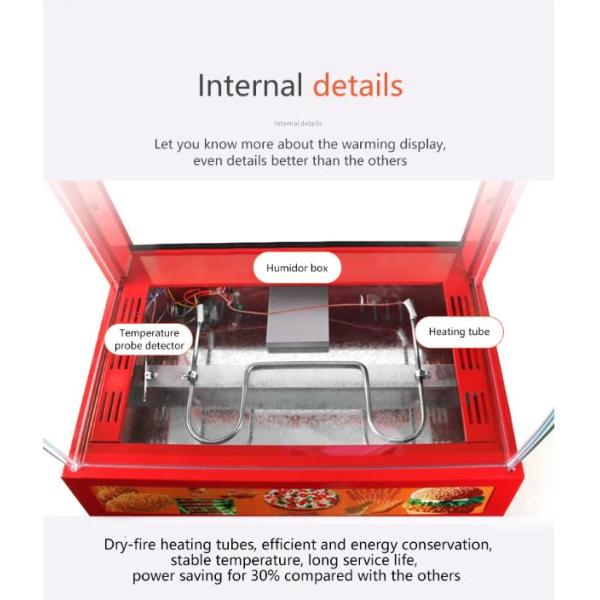 3 Layers Red Snack Food Warmer Showcase for Commercial Food Preservation Solution