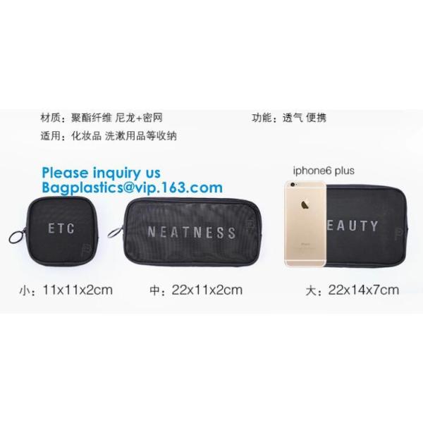 Amazon Wholesale Hanging Toiletry Make Up Transparent Bag Organizer Elastic Mesh Pouch Ladies Cosmetic Case Travel Makeu
