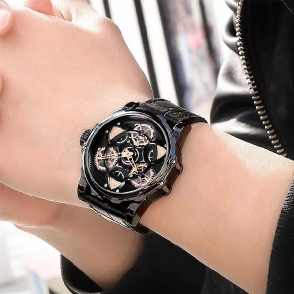 53mm Dial Men Quartz Watch Creative Versatile Leather Alloy Case