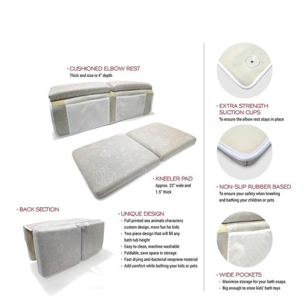 Mildewproof Bath Kneeler And Elbow Rest , Thick Kneeling Mat For Baby Bath