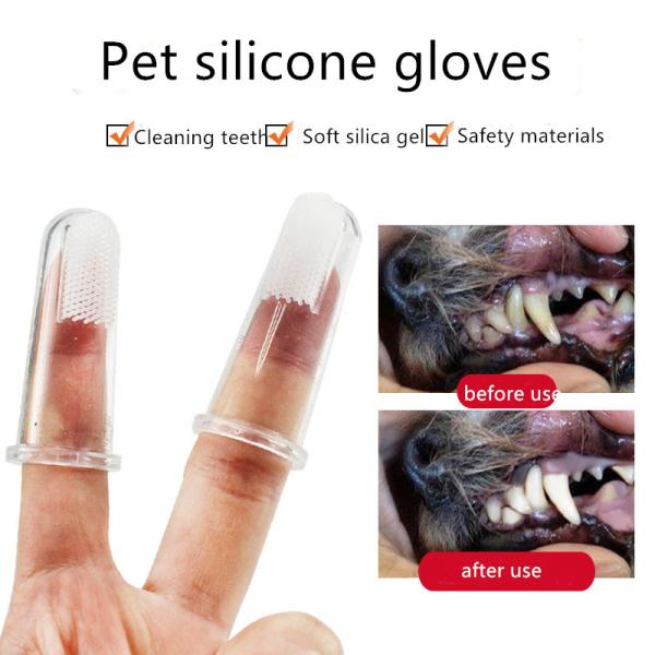 Transparent Silicone Pet Finger Toothbrush For Cat
