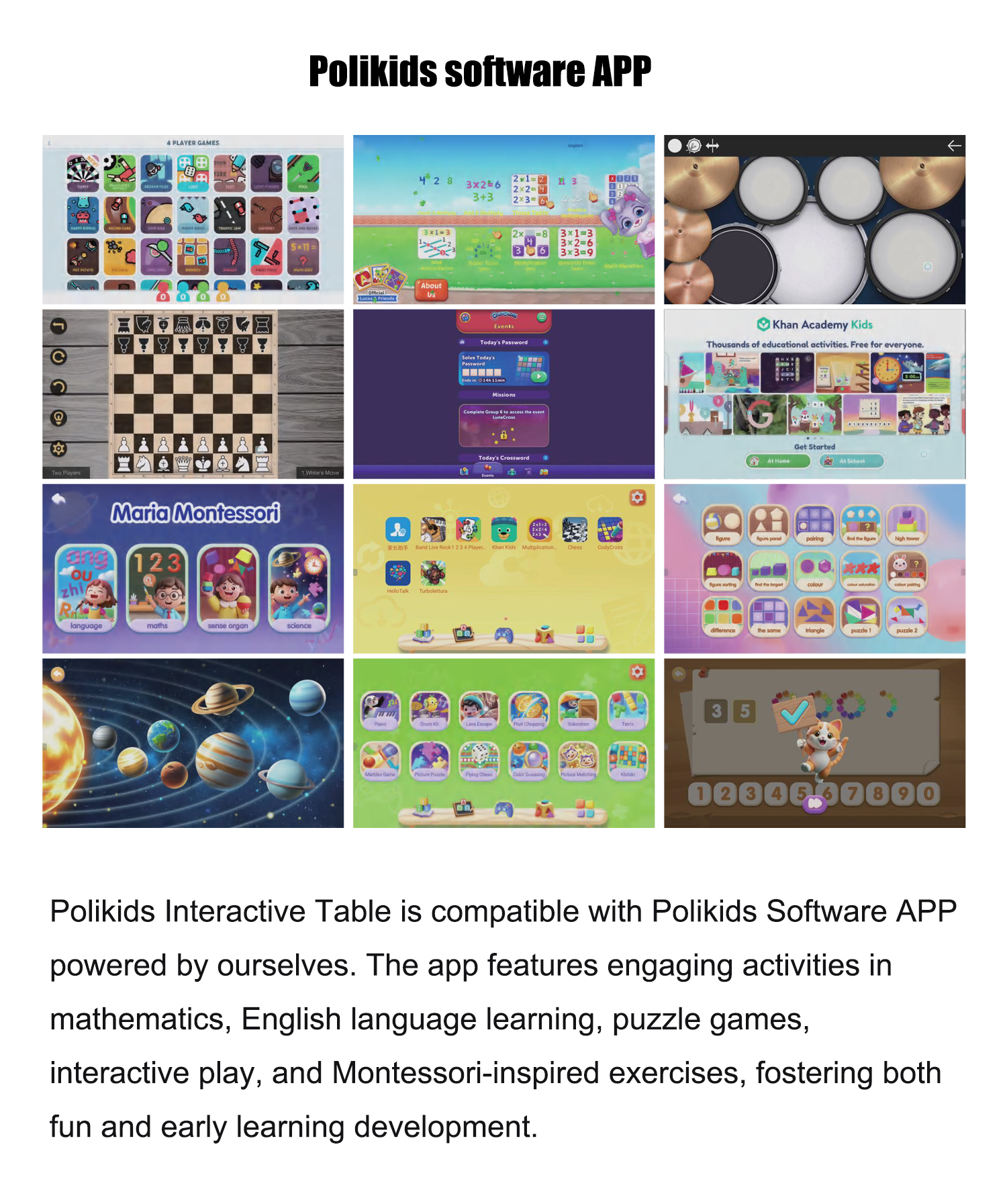 LCD Interactive Touch Table 32inch Polikids Master Series for Children