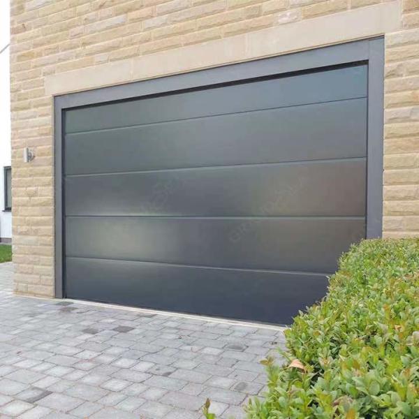 Contemporary Exterior Automated Garage Door Steel Black Roll Up Door With Motor