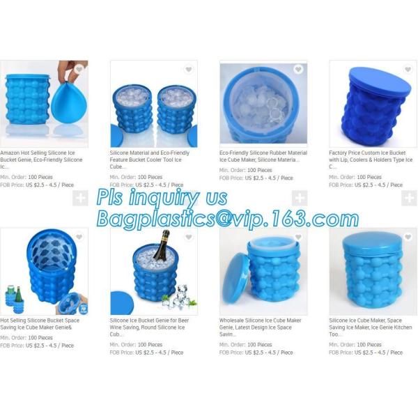 Reusable Leakproof Silicone ice Genie,Ice Cube Maker Genie Silicone Ice bucket The Revolutionary Space Saving Ice Cube M