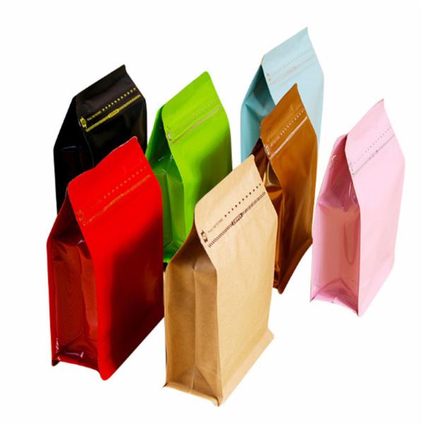 Custom logo coffee beans plastic zipper bag self-sealing coffee pouch with air valve