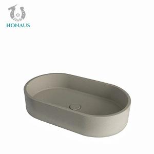 China Solid Grey Concrete Countertop Basin Above Counter Vessel Sink Customizable on sale