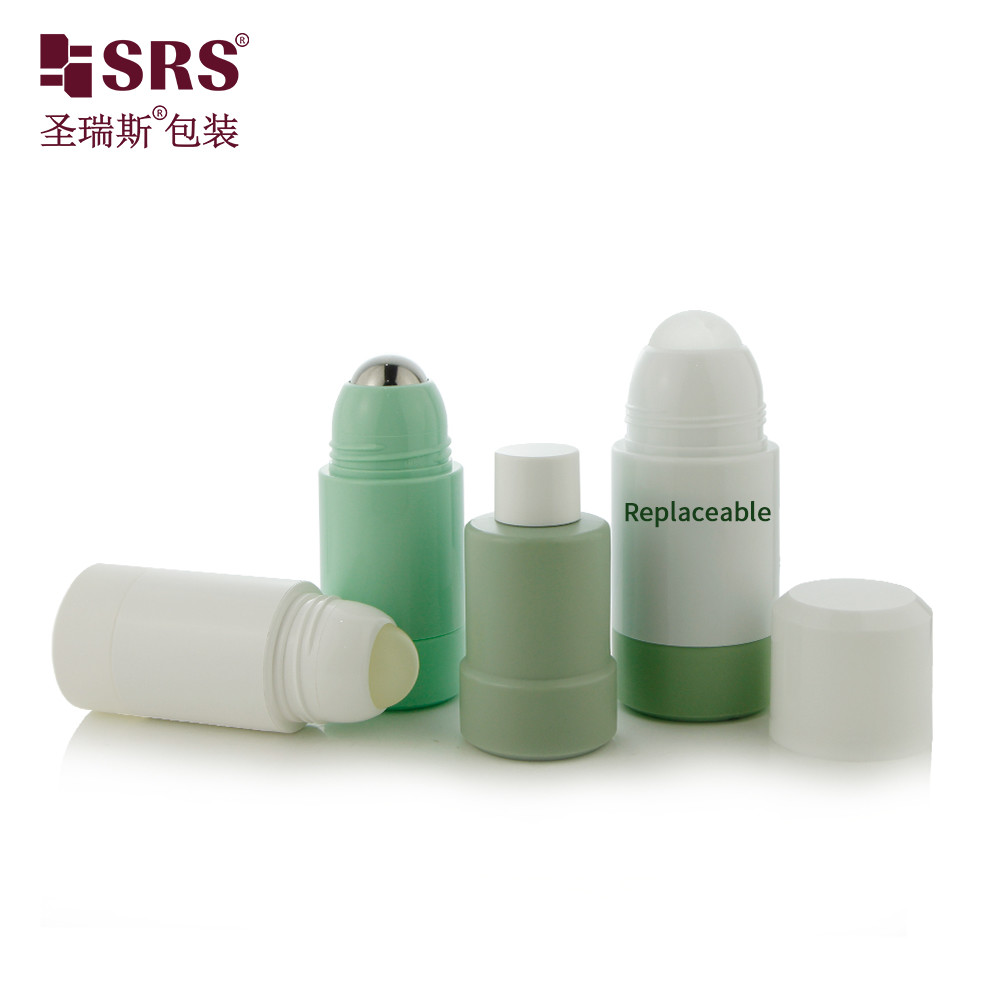 China 50ml 75ml Empty Replaceable Refill PP PCR Recycled Injection Custom Color Deodorant Luxury Roll On Bottle wholesale