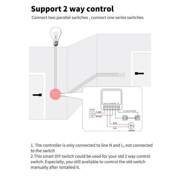 16A 433Mhz Wireless Kinetic Energy Switch 2 Way Push Button Waterproof Light Switch