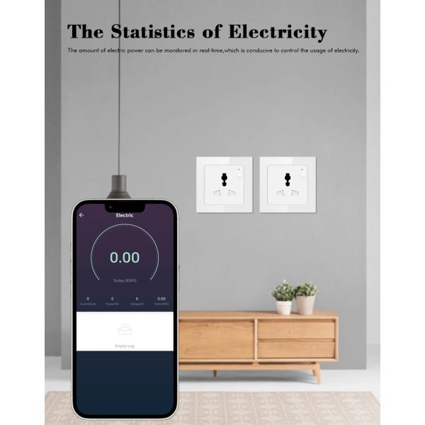 Glomarket Tuya Smart Socket 16A Home Automation Wifi Smart Wall Outlet