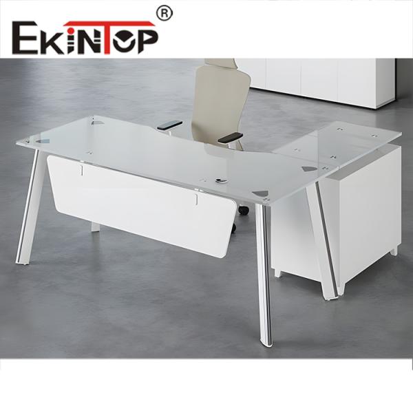 white desk with glass top