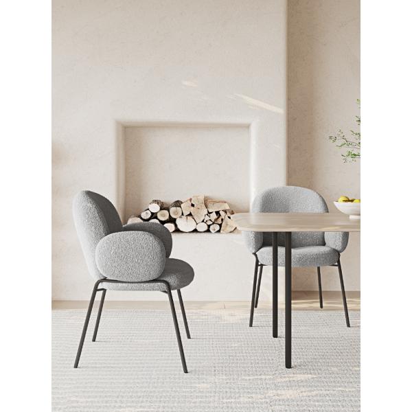 Comfortable Lambswool Upholstered Dining Chair Boucle White Upholstered Accent Chair